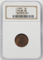 1892 1C RB Indian Cent NGC MS65