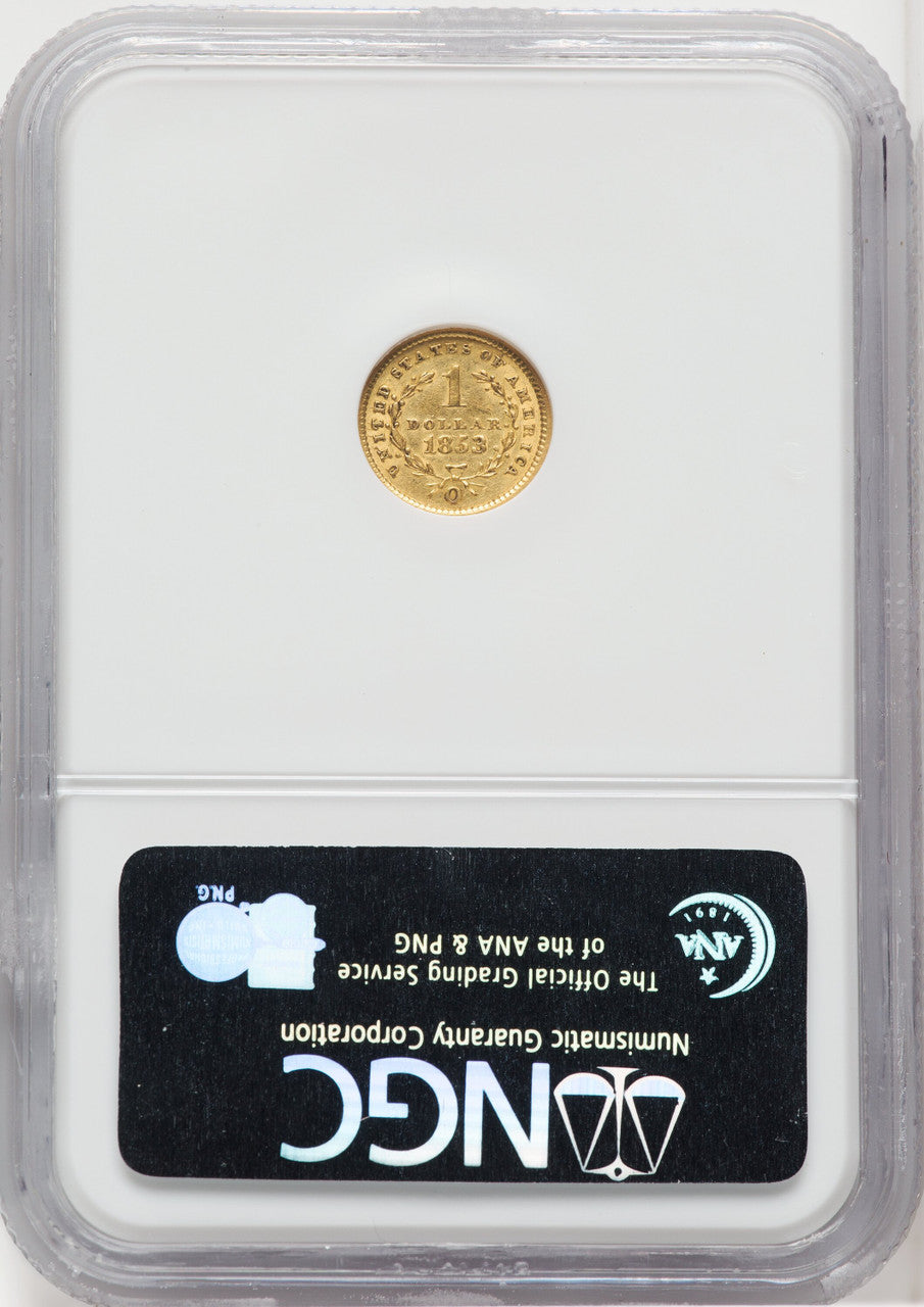 1853-O G$1 Gold Dollar NGC AU55