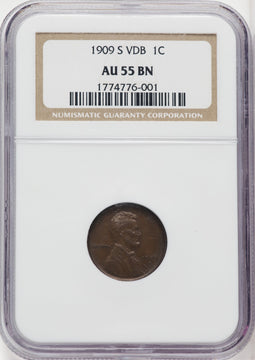 1909-S 1C VDB BN Lincoln Cent NGC AU55