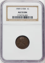 1909-S 1C VDB BN Lincoln Cent NGC AU55