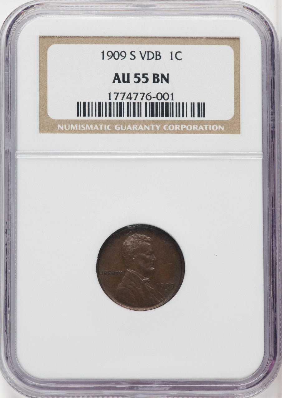 1909-S 1C VDB BN Lincoln Cent NGC AU55