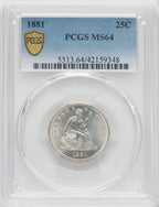 1881 25C Seated Quarter PCGS MS64
