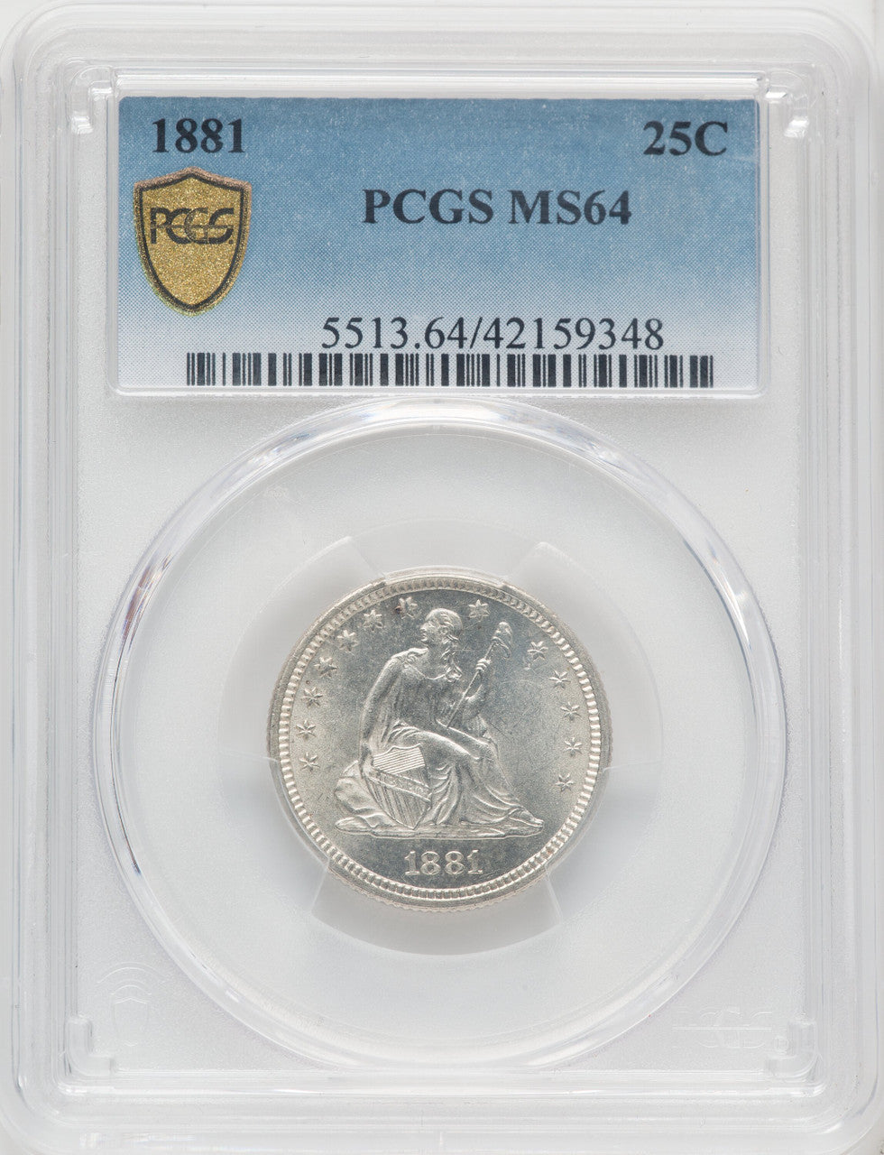 1881 25C Seated Quarter PCGS MS64