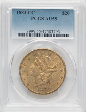 1883-CC $20 Liberty Double Eagle PCGS AU55