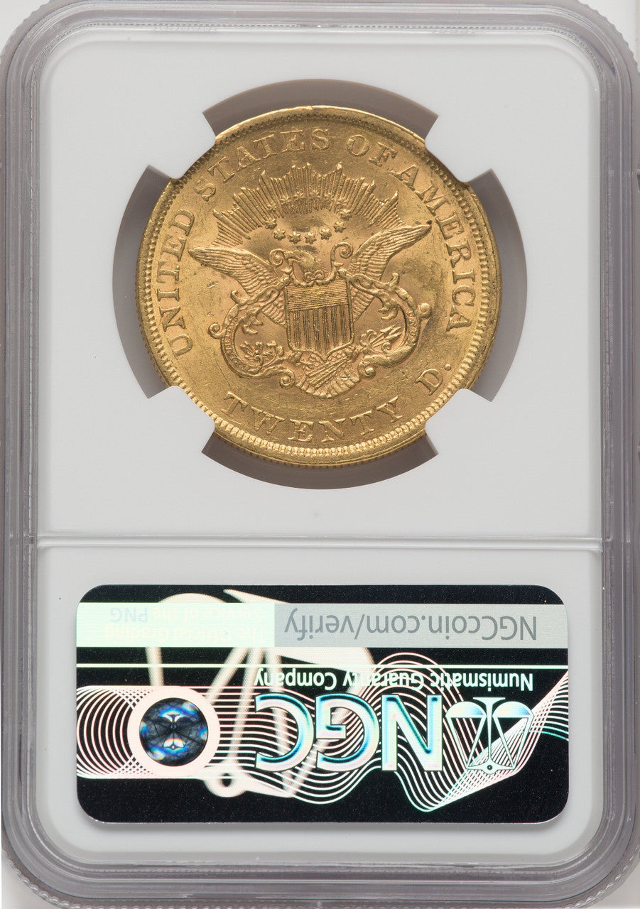 1852 $20 CAC Liberty Double Eagle NGC AU58