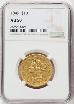1849 $10 Liberty Eagle NGC AU50