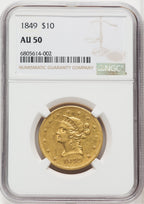 1849 $10 Liberty Eagle NGC AU50