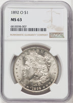 1892-O $1 Morgan Dollar NGC MS63
