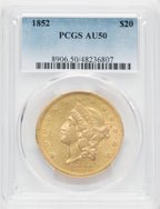 1852 $20 Liberty Double Eagle PCGS AU50