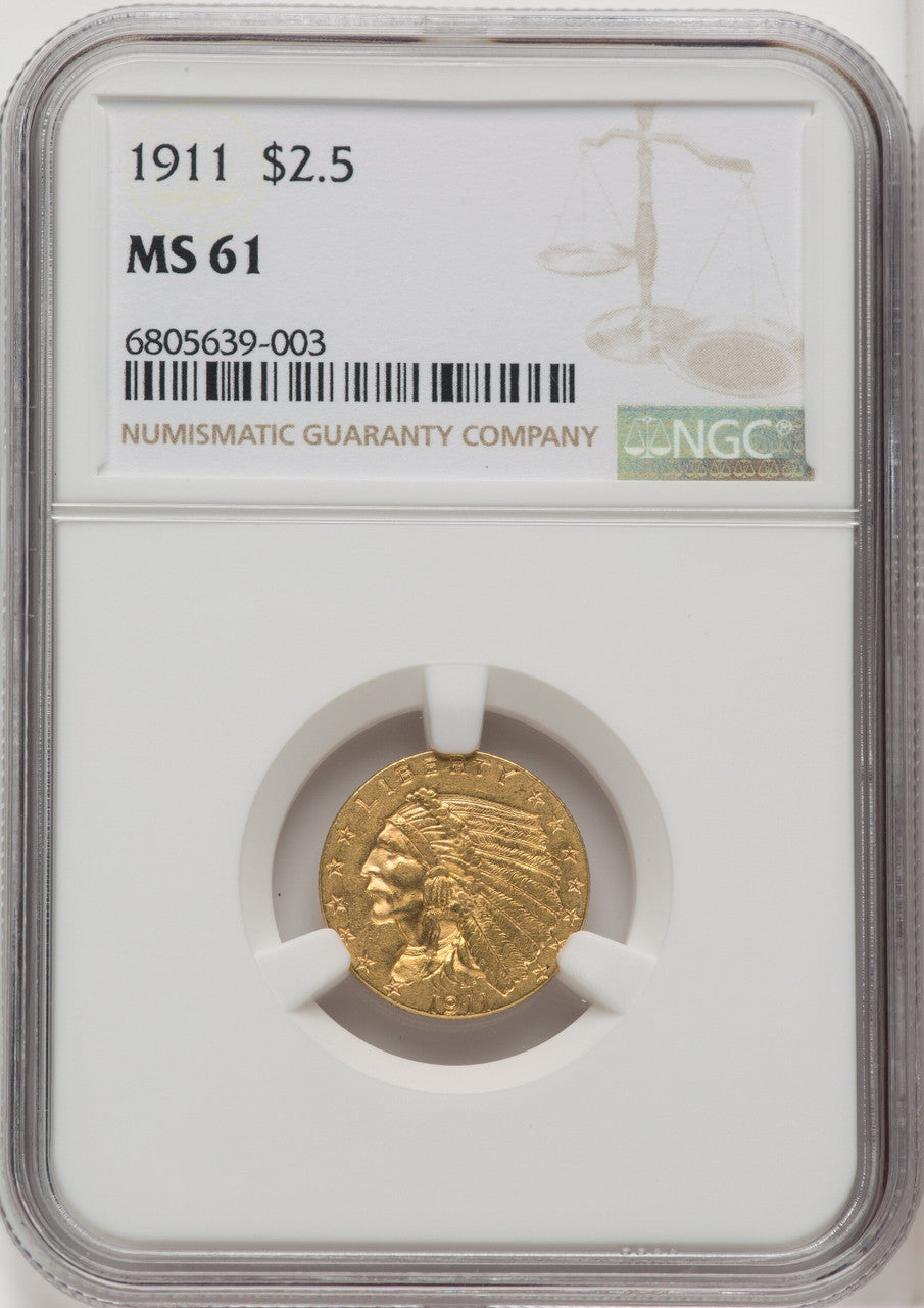1911 $2.50 Indian Quarter Eagle NGC MS61 (766858040)