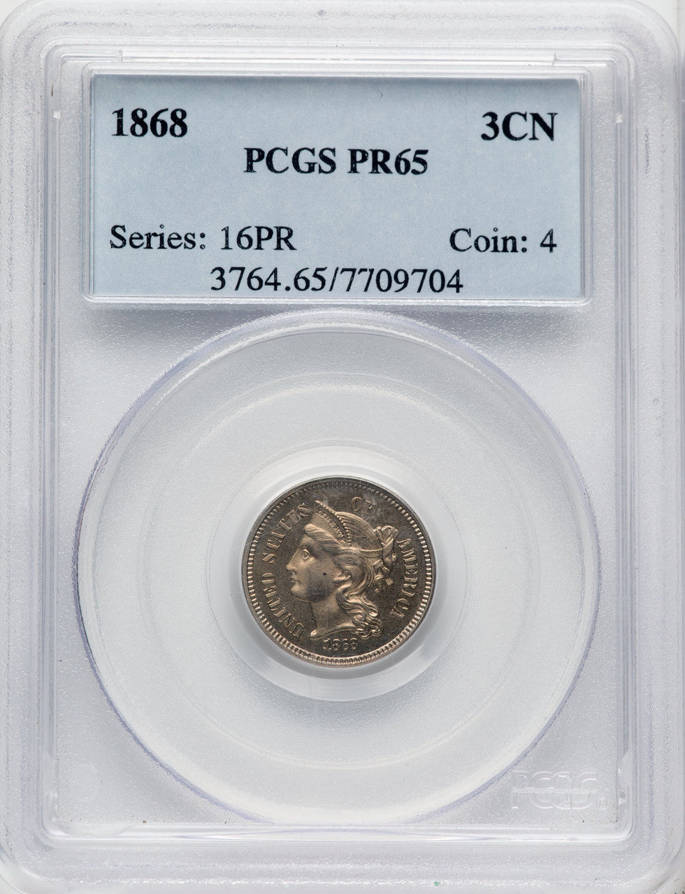 1868 3CN Proof Three Cent Nickel PCGS PR65