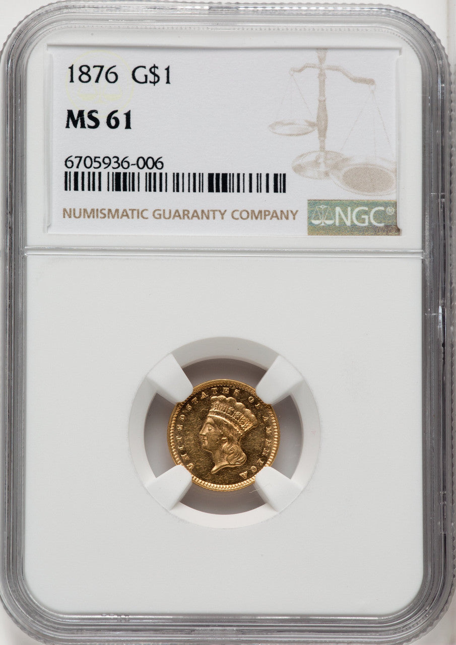 1876 G$1 Gold Dollar NGC MS61