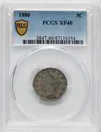 1886 5C Liberty Nickel PCGS XF40
