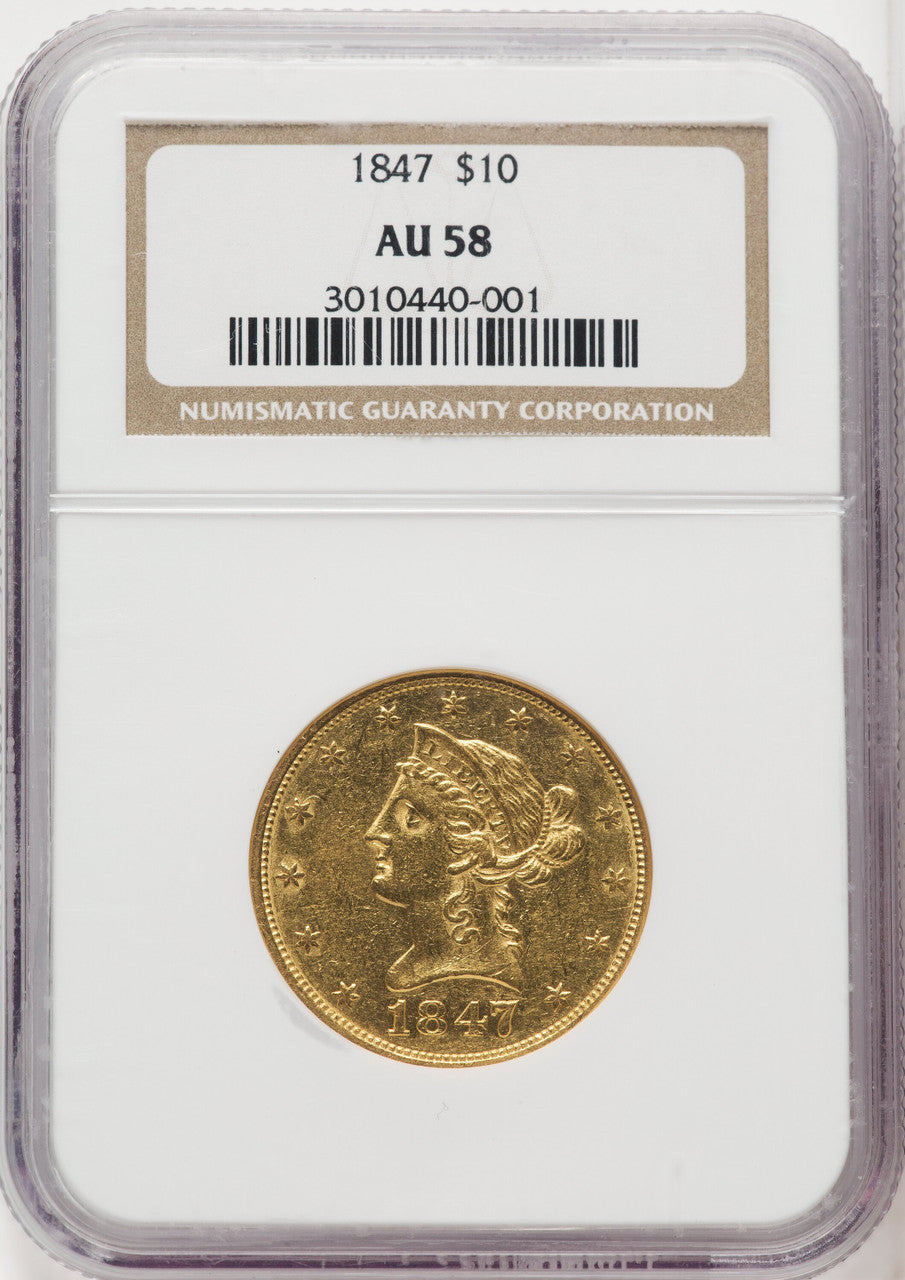 1847 $10 Liberty Eagle NGC AU58