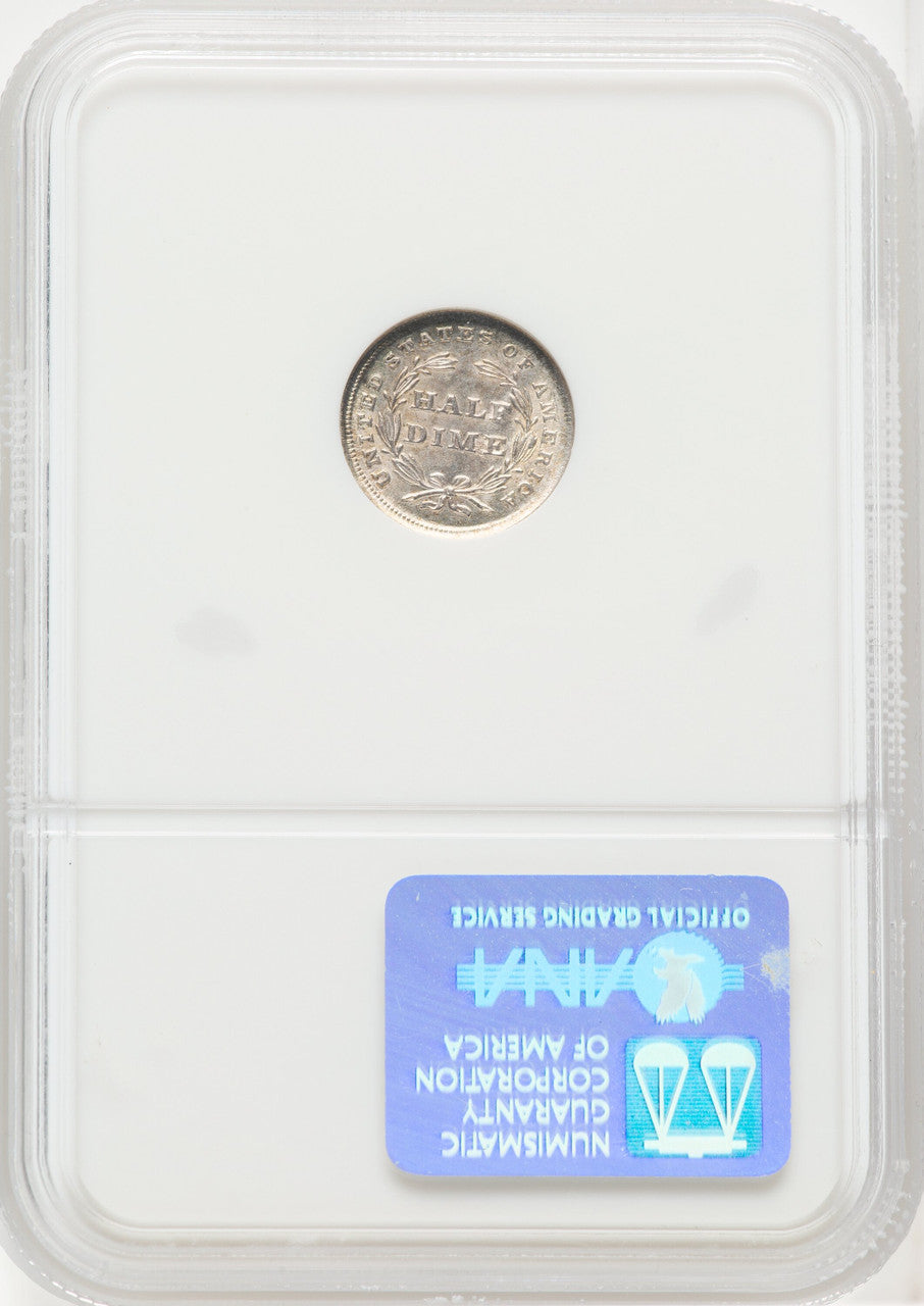 1838 H10C NO DRAPERY Seated Half Dime NGC MS63