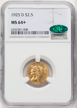 1925-D $2.50 CAC Indian Quarter Eagle NGC MS64+