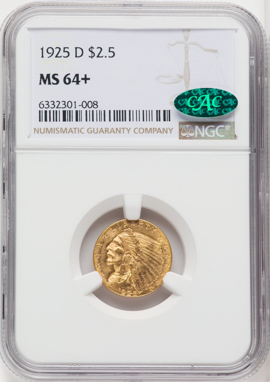 1925-D $2.50 CAC Indian Quarter Eagle NGC MS64+