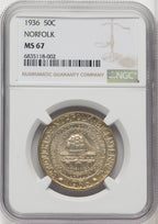 1936 50C Norfolk Commemorative Silver NGC MS67
