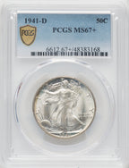 1941-D 50C Walking Liberty Half Dollar PCGS MS67+