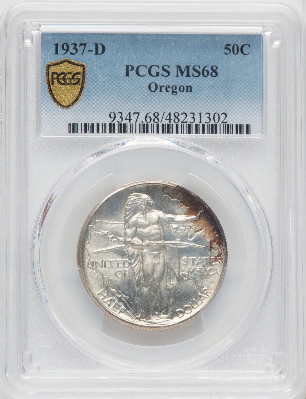 1937-D 50C Oregon Commemorative Silver PCGS MS68