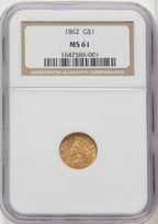 1862 G$1 Gold Dollar NGC MS61