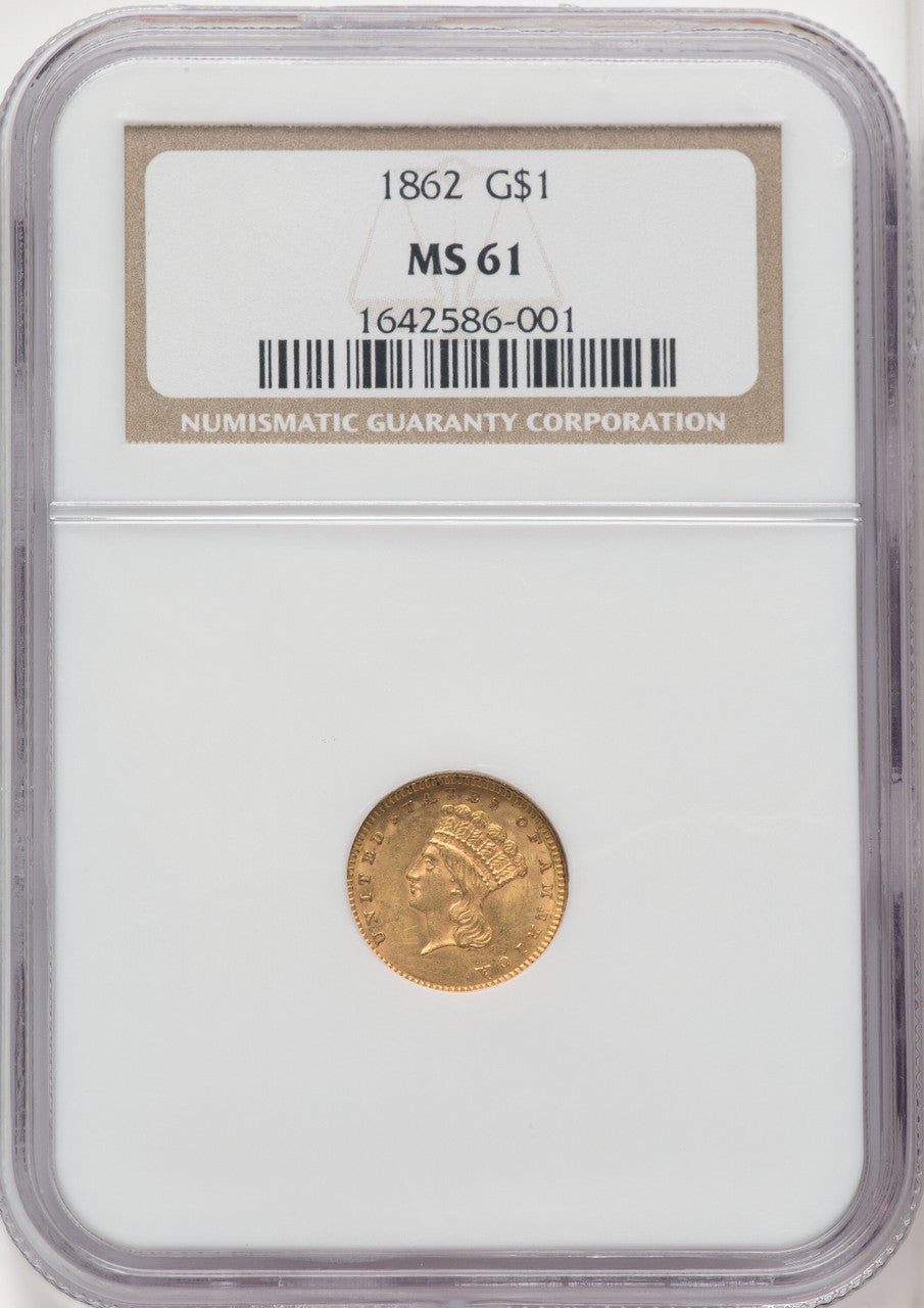 1862 G$1 Gold Dollar NGC MS61