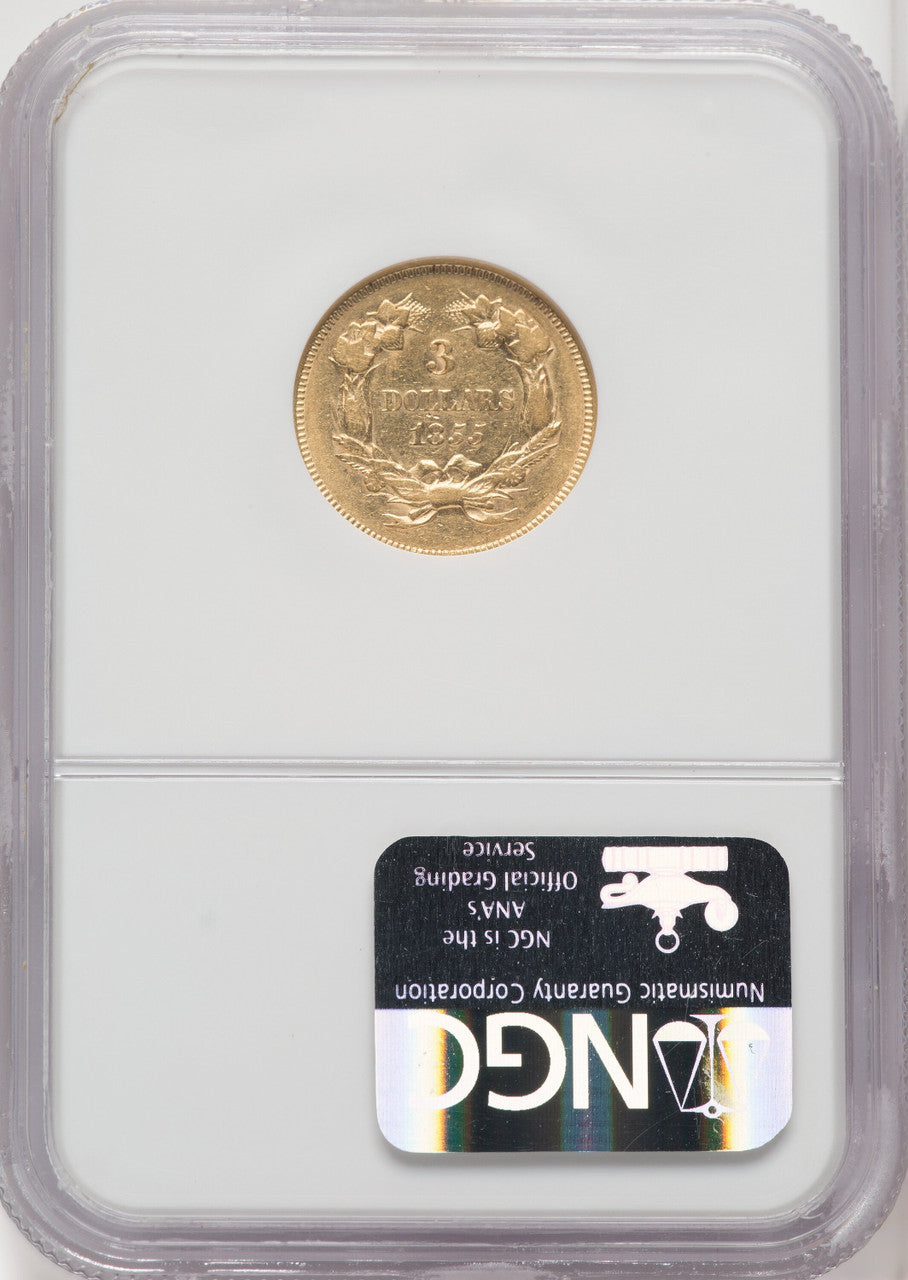 1855 $3 Three Dollar Gold Pieces NGC XF45