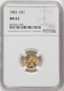 1883 G$1 Gold Dollar NGC MS63