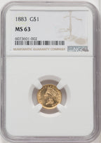 1883 G$1 Gold Dollar NGC MS63