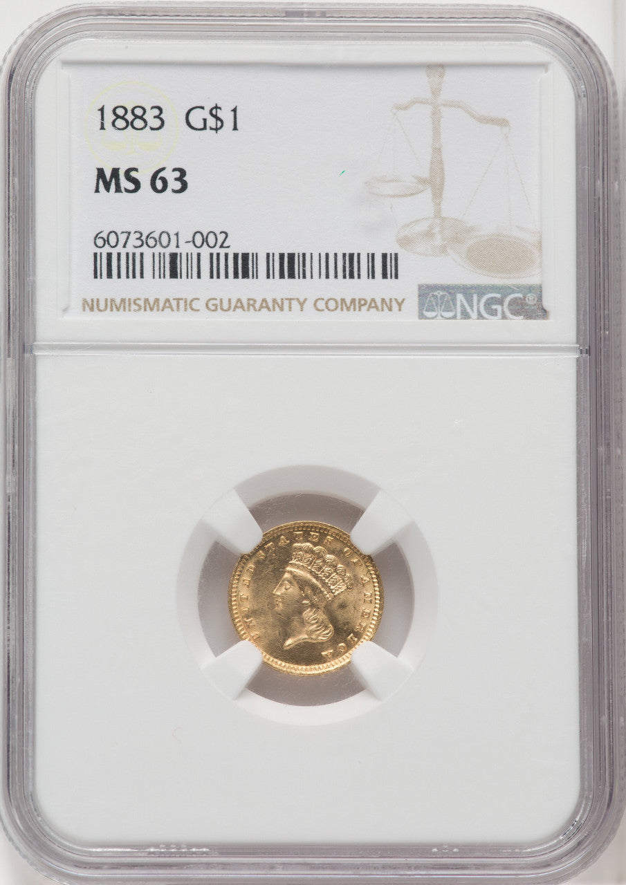 1883 G$1 Gold Dollar NGC MS63