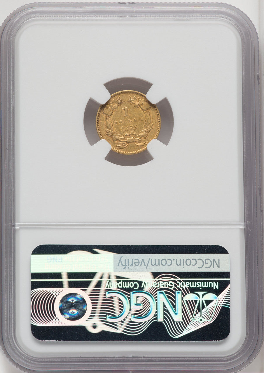 1855 G$1 Type Two Gold Dollar NGC AU55 (766993043)