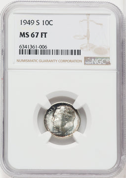 1949-S 10C FB Roosevelt Dime NGC MS67 (767155003)