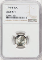1949-S 10C FB Roosevelt Dime NGC MS67 (767155003)