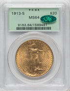 1913-S $20 CAC Saint-Gaudens Double Eagle PCGS MS64