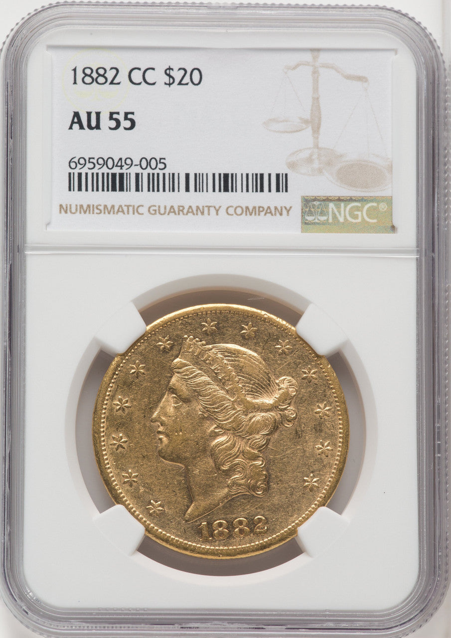 1882-CC $20 Liberty Double Eagle NGC AU55