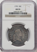 1795 50C 2 Leaves Early Half Dollar NGC AU55