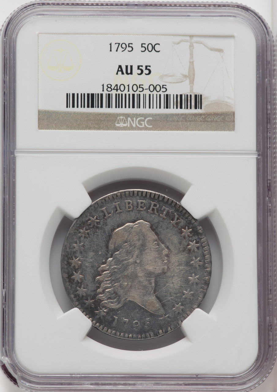 1795 50C 2 Leaves Early Half Dollar NGC AU55