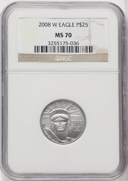2008-W 4-Coin Set Platinum Eagles Brown Label NGC MS70
