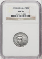 2008-W 4-Coin Set Platinum Eagles Brown Label NGC MS70