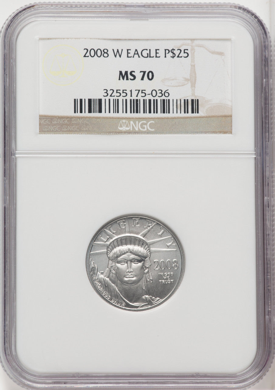 2008-W 4-Coin Set Platinum Eagles Brown Label NGC MS70