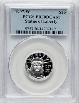 1997-W $25 Quarter-Ounce Platinum Eagle Statue of Liberty Blue Gradient PCGS PR70