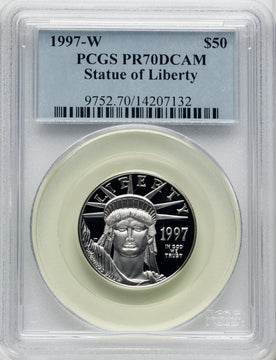 1997-W $50 Half-Ounce Platinum Eagle Blue Gradient PCGS PR70