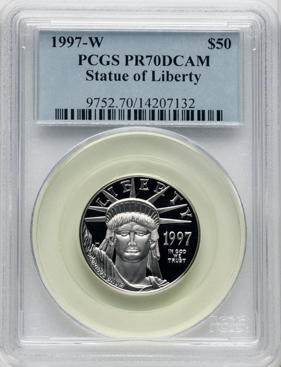 1997-W $50 Half-Ounce Platinum Eagle Blue Gradient PCGS PR70