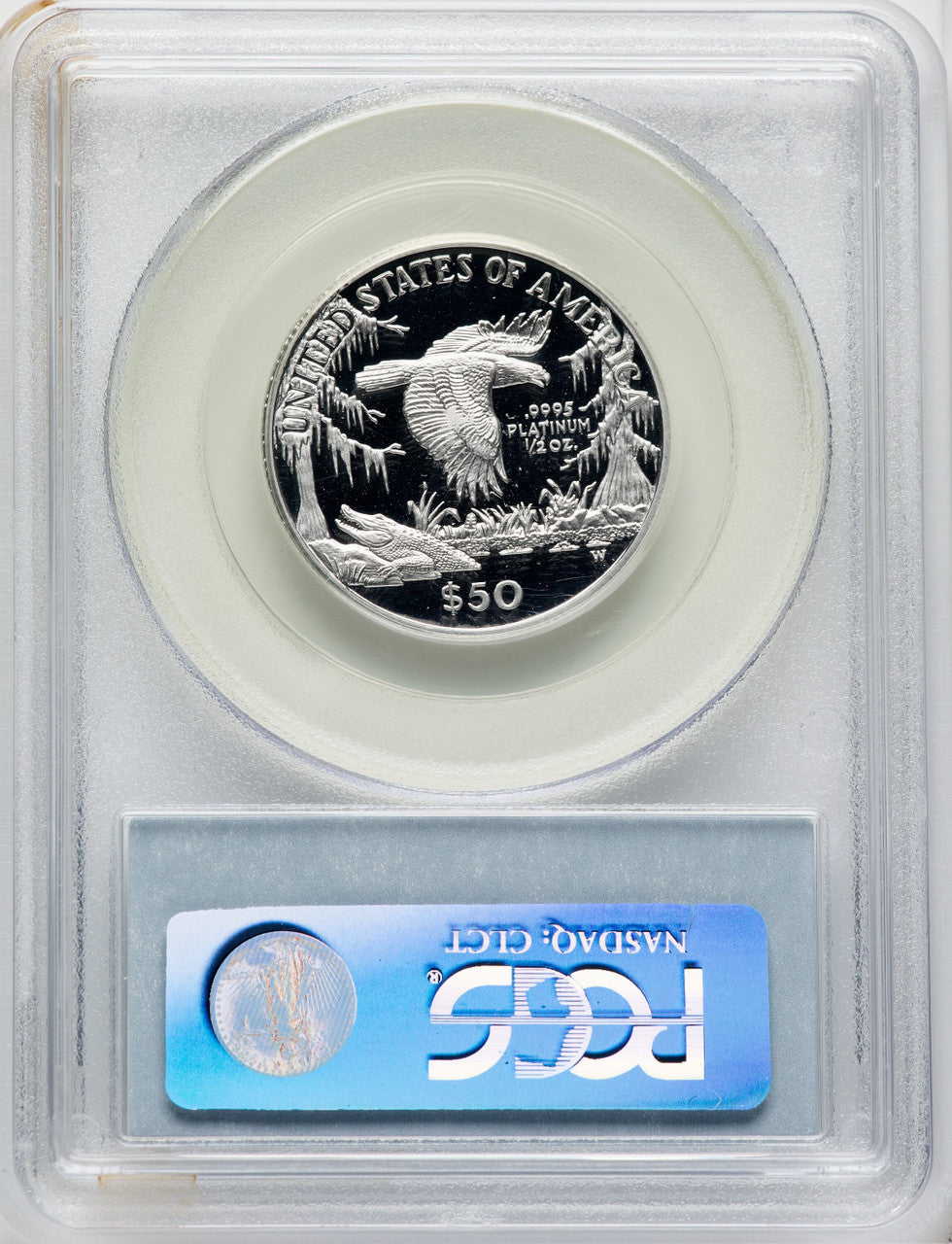 1999-W $50 Half-Ounce Platinum Eagle Statue of Liberty Blue Gradient PCGS PR70