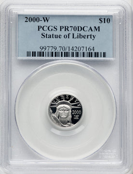 2000-w $10 Tenth-Ounce Platinum Blue Gradient PCGS PR70