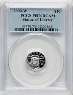 2000-w $10 Tenth-Ounce Platinum Blue Gradient PCGS PR70