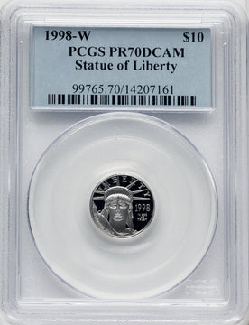 1998-W $10 Tenth-Ounce Platinum Blue Gradient PCGS PR70