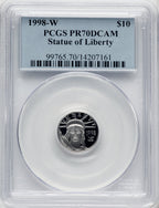 1998-W $10 Tenth-Ounce Platinum Blue Gradient PCGS PR70