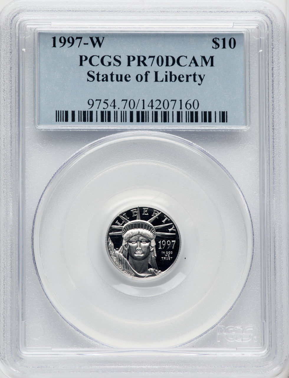 1997-W $10 Tenth-Ounce Platinum Blue Gradient PCGS PR70
