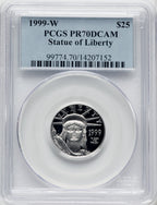 1999-W $25 Quarter-Ounce Platinum Eagle Statue of Liberty Blue Gradient PCGS PR70